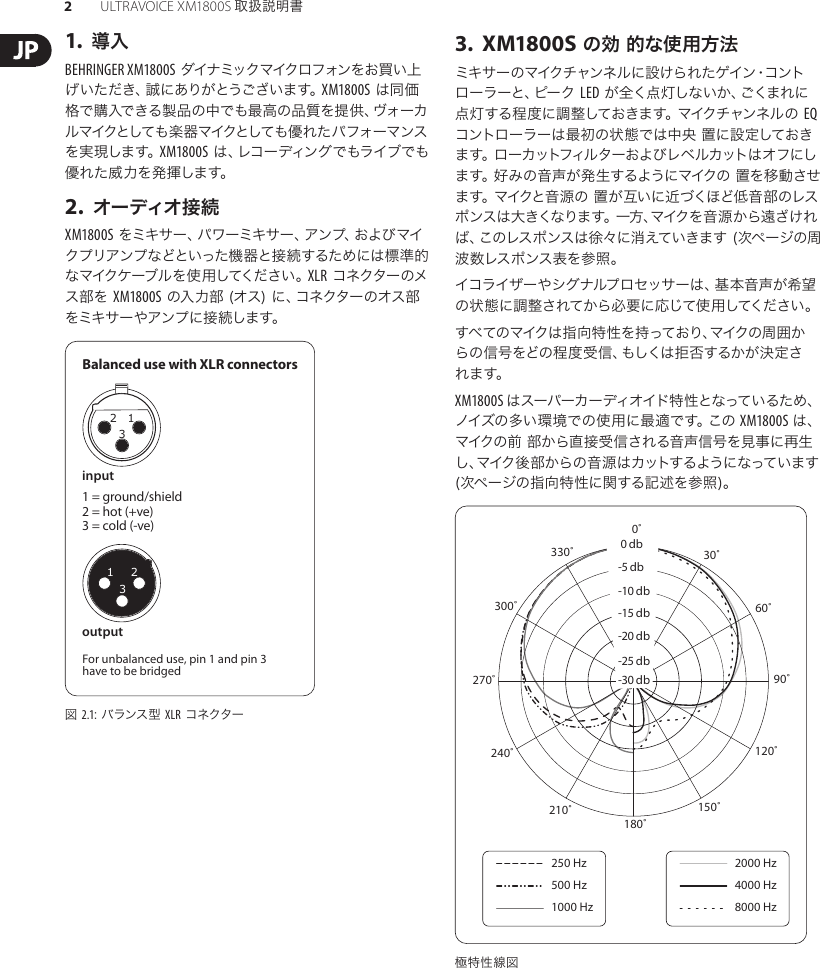 Page 2 of 4 - P0199 (XM1800S) Behringer XM1800S User Manual (Japanese) M JP