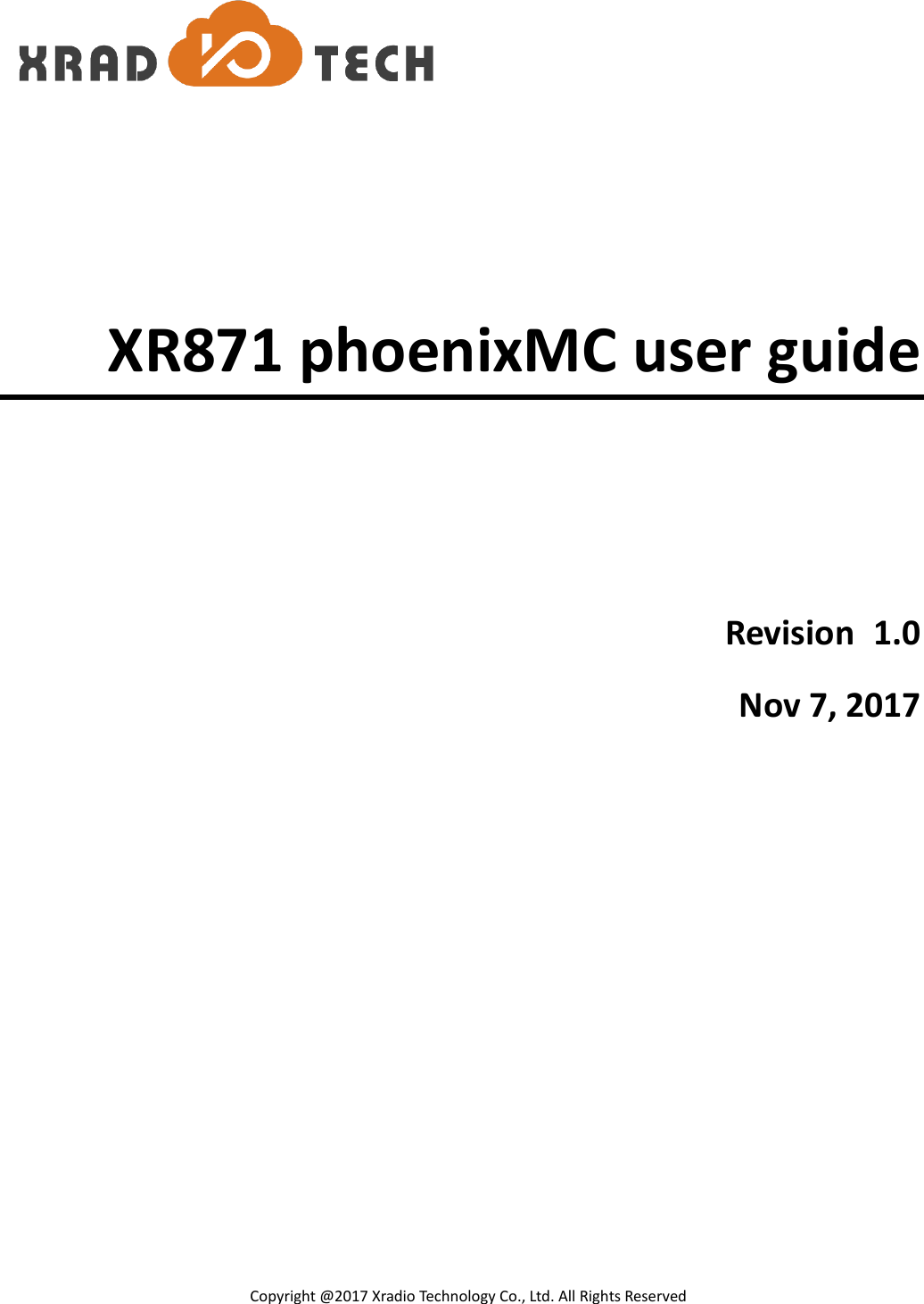 Page 1 of 9 -  XR871 Phoenix MC User Guide-CN