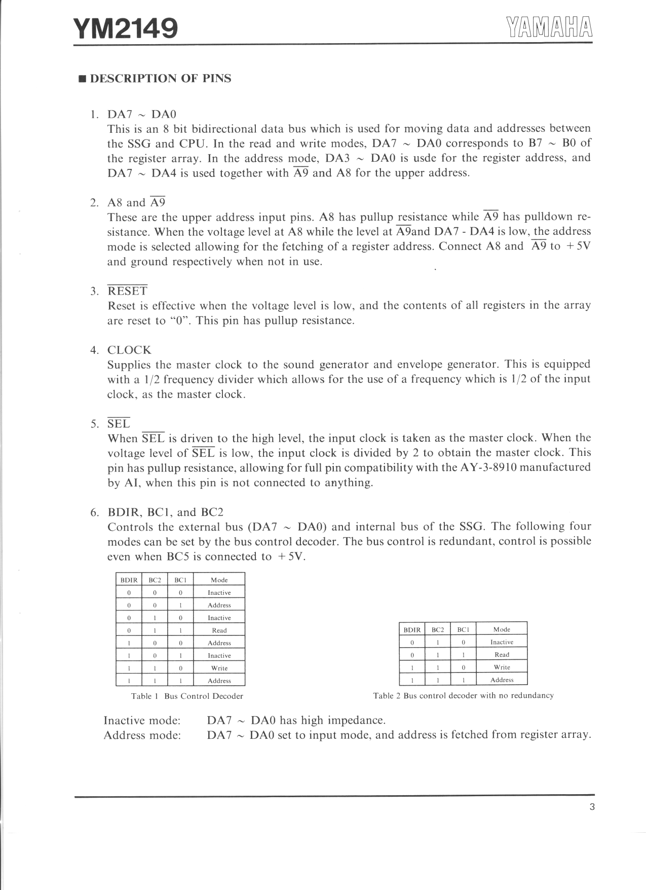 Page 3 of 12 - YM2149 - Manual