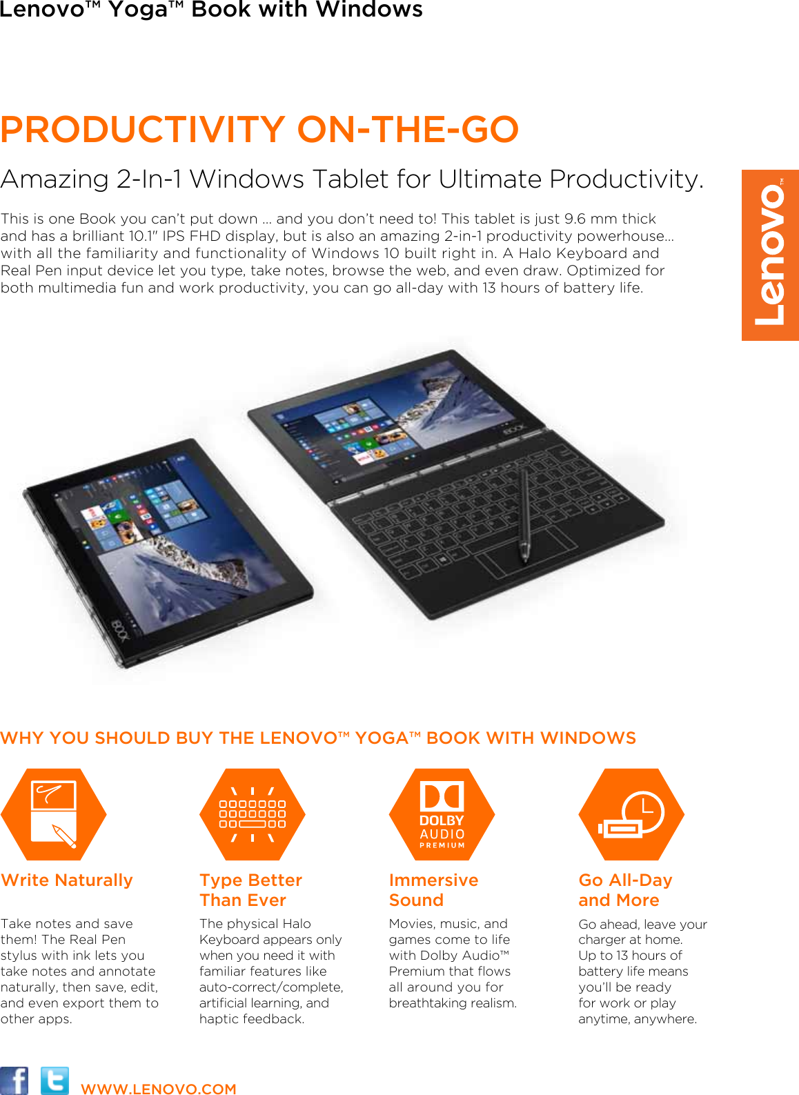 Page 1 of 2 - Lenovo Yoga Book With Windows Datasheet EN