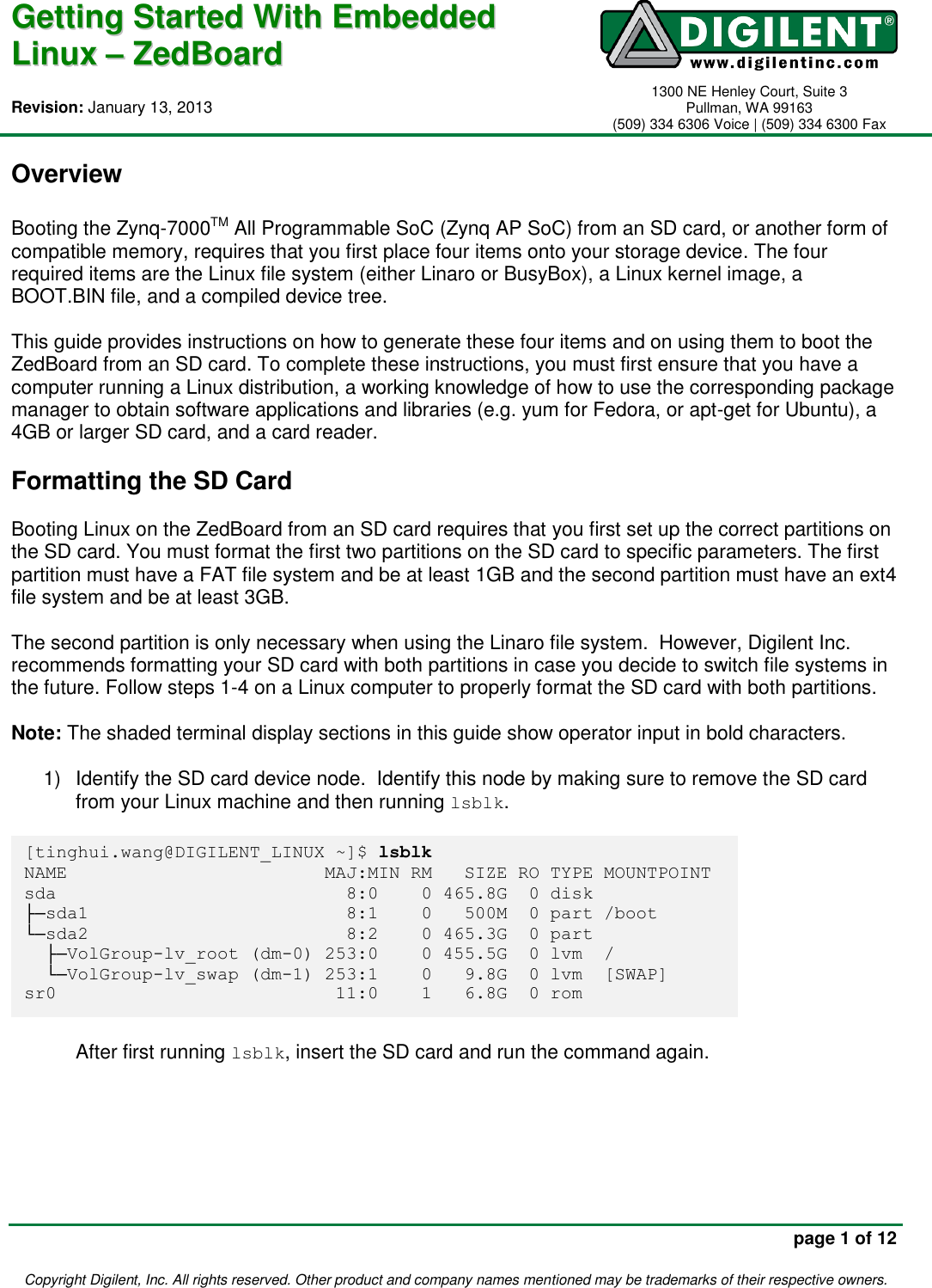 Page 1 of 12 - Overview Zed Board GSw EL Guide