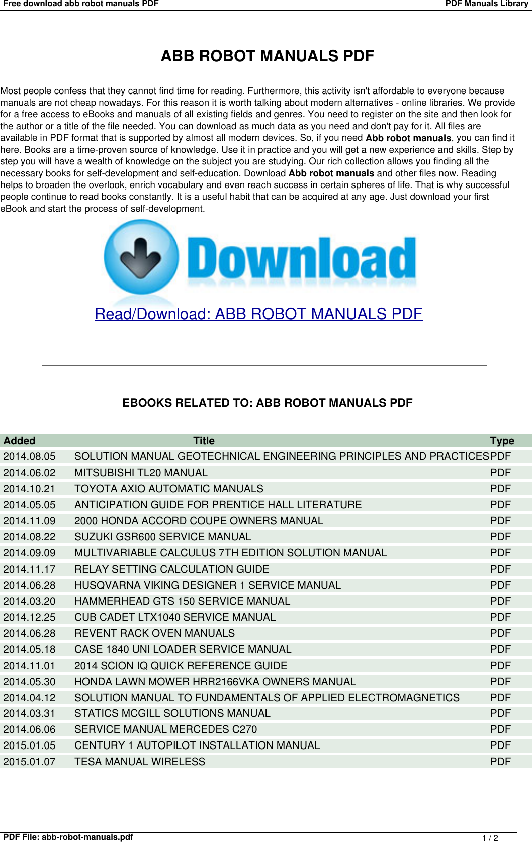 Page 1 of 2 - Abb Robot Manuals  !! Abb-robot-manuals