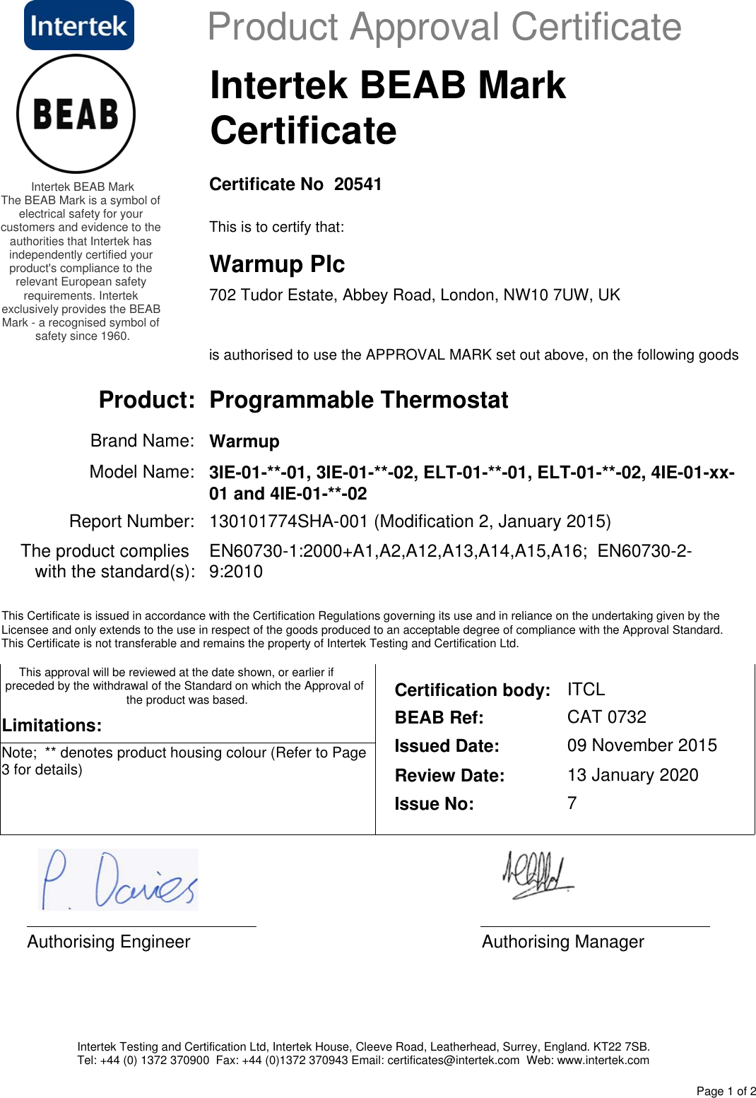 Page 1 of 3 - Accreditations-4i E-3i E-TEMPO-Certificate-No-20541-Issue-7