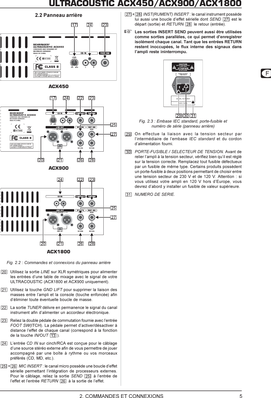 Page 5 of 9 - Behringer ACX1800 User Manual (French) P0357 M Fr