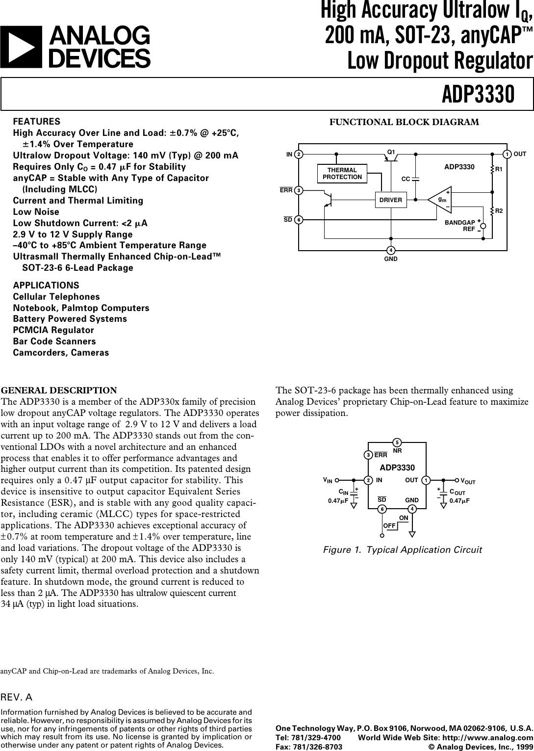 Page 1 of 12 - ADP3330 - Datasheet. Www.s-manuals.com. Analog