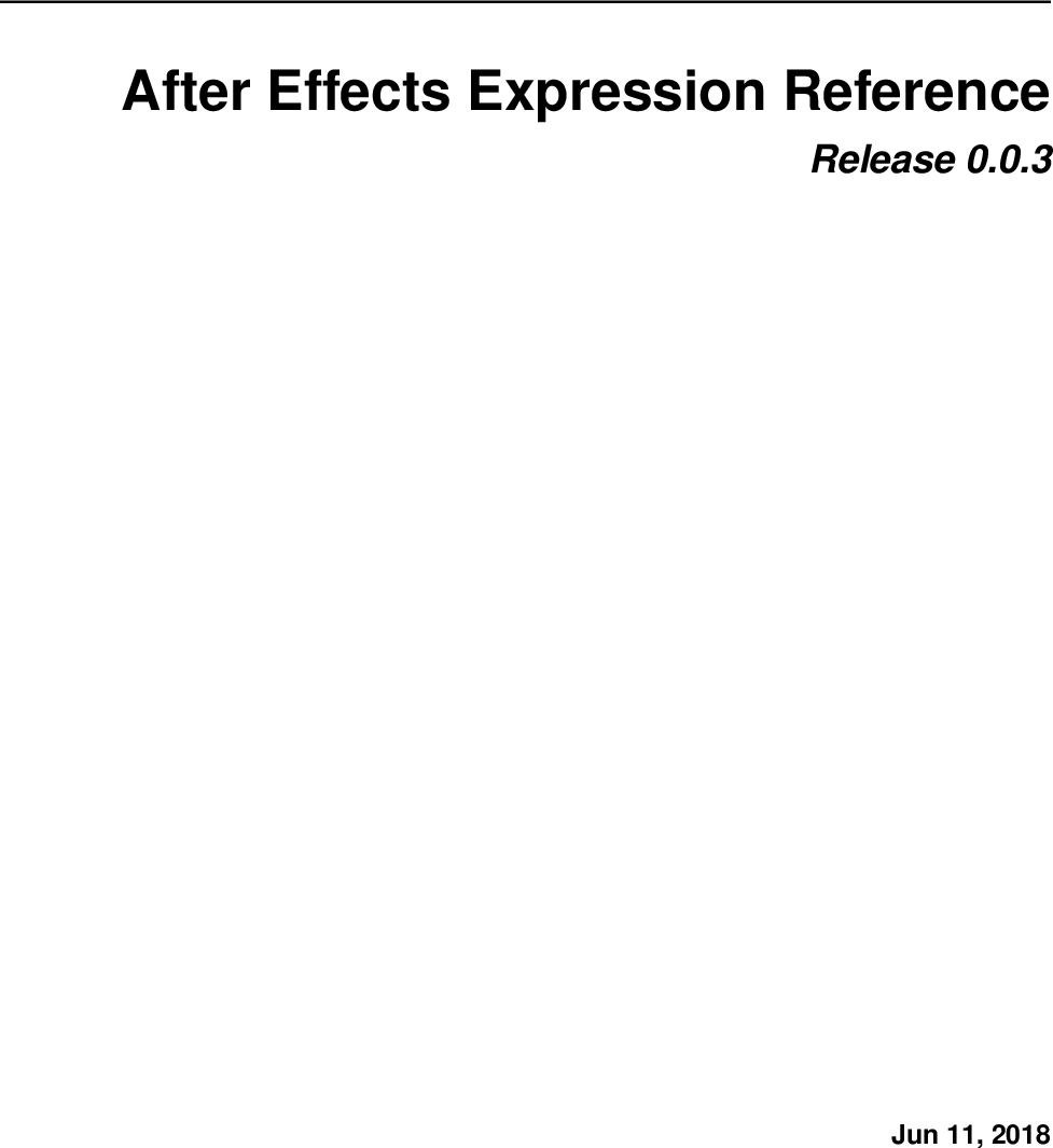 After Effects Expression Reference Expressions Guide