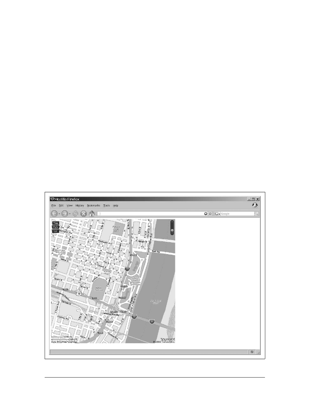 CDATA[
/* Create a latitude/longitude object */
var myPoint = new YGeoPoint(38.64, -90.24);
/* Create a map object */
www.it-ebooks.info
![