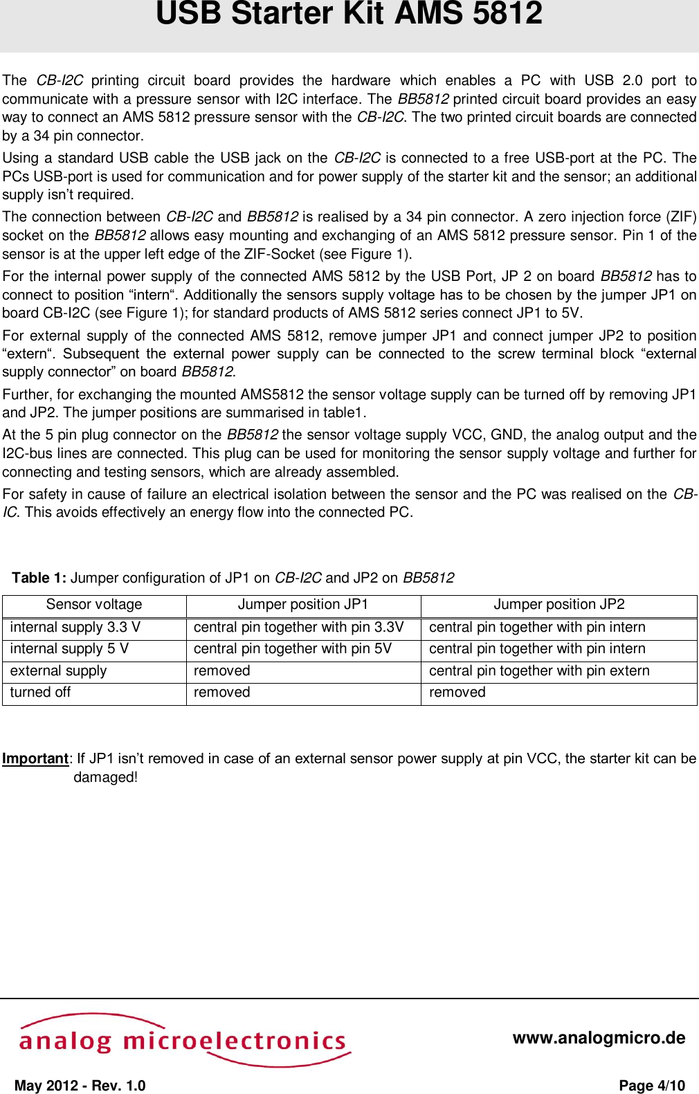 Page 4 of 10 - User Guide USB Starter Kit AMS 5812 Ams5812 Users Starterkit