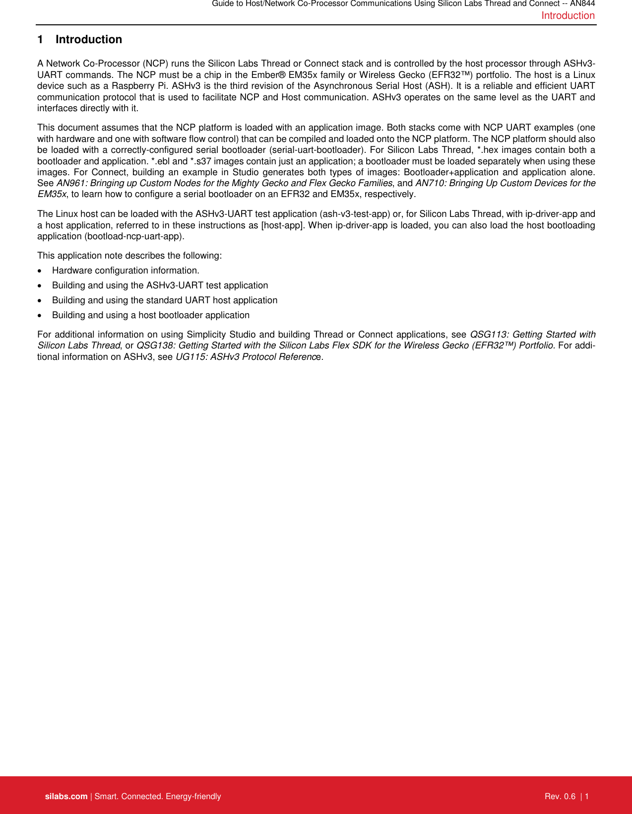 Page 2 of 8 - Guide To Host/Network Co-Processor Communications Using Silicon Labs Thread And Connect -- AN844 An844-ashv3-host-uart-i Interface-guide