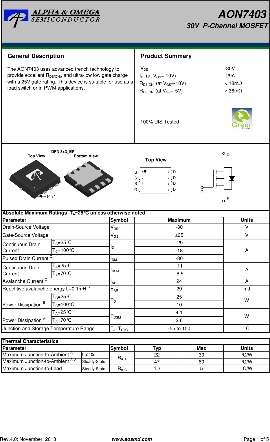 Aon7403 Datasheet Www S Manuals Com R4 Ao