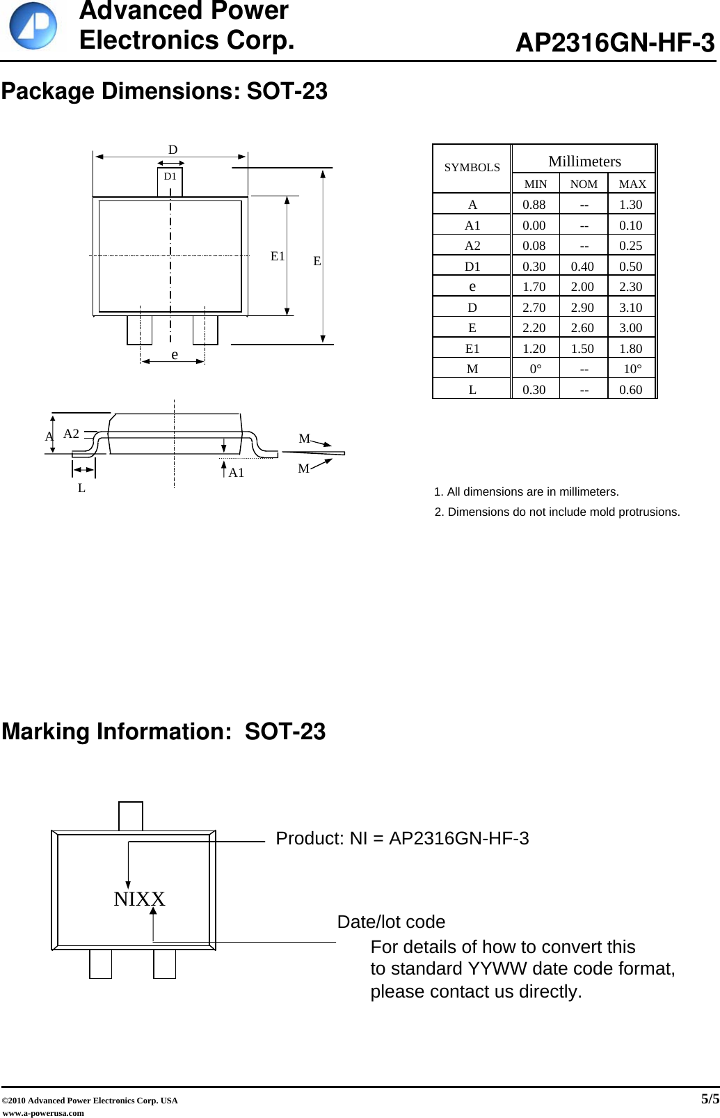 Page 5 of 6 - AP2316GN-HF-3 - Datasheet. Www.s-manuals.com. Apec