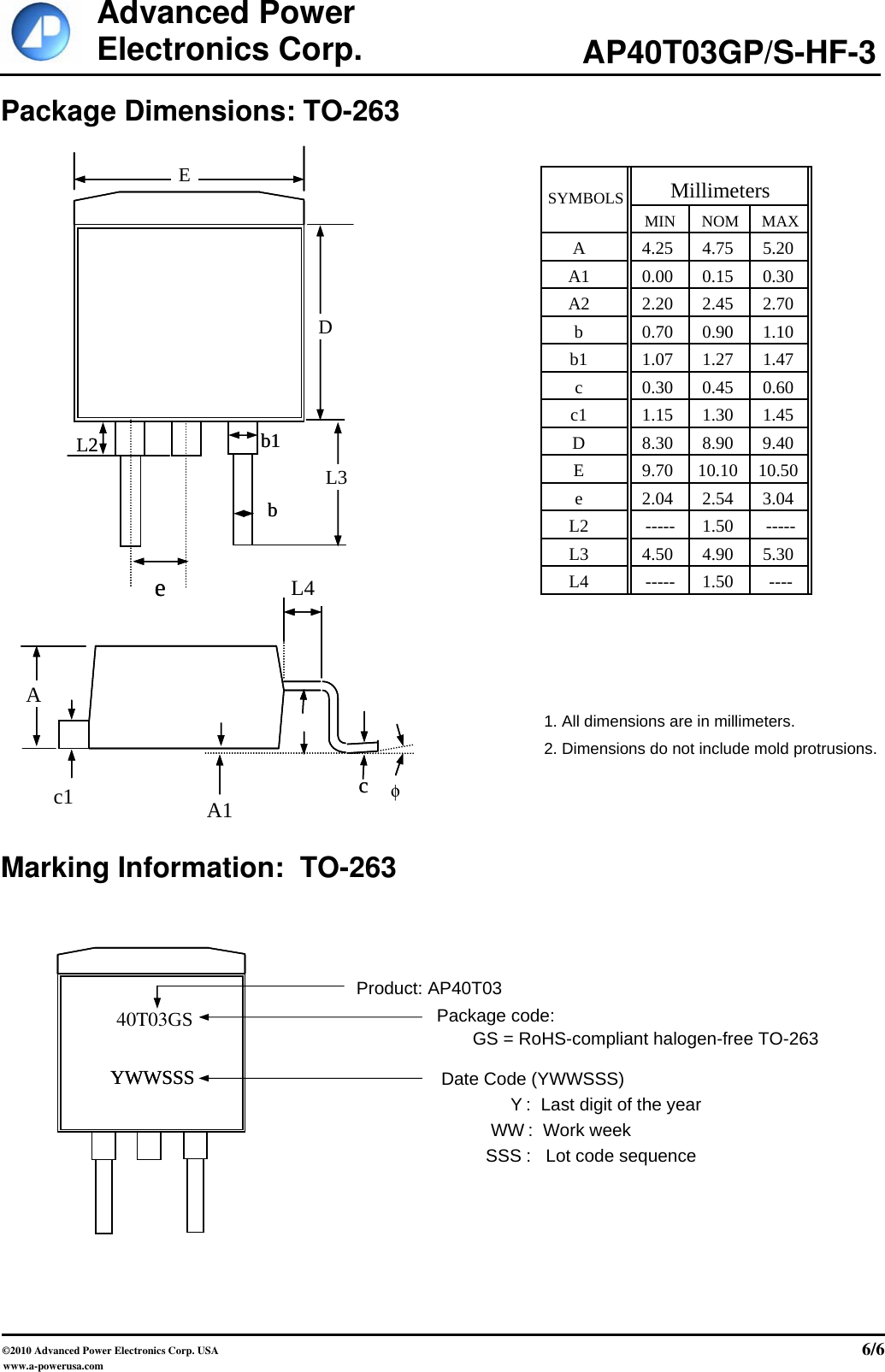 Page 6 of 7 - AP40T03GP-HF-3, AP40T03GS-HF-3 - Datasheet. Www.s-manuals.com. 20050331 Apec