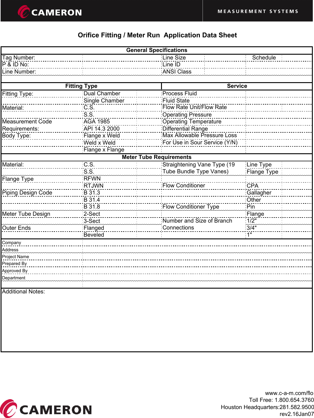 Page 1 of 1 - OF_Orifice Fitting Ap Data Sheet_0701 Xls Application-orifice-fitting-meter-run