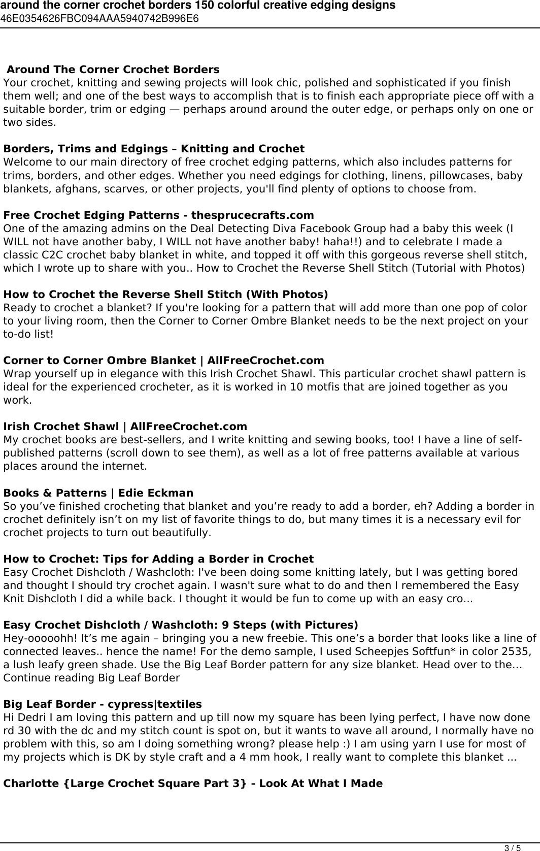 Page 3 of 5 - Around The Corner Crochet Borders 150 Colorful Creative Edging Designs With Charts And Instructions For Turning Perfectly Every
