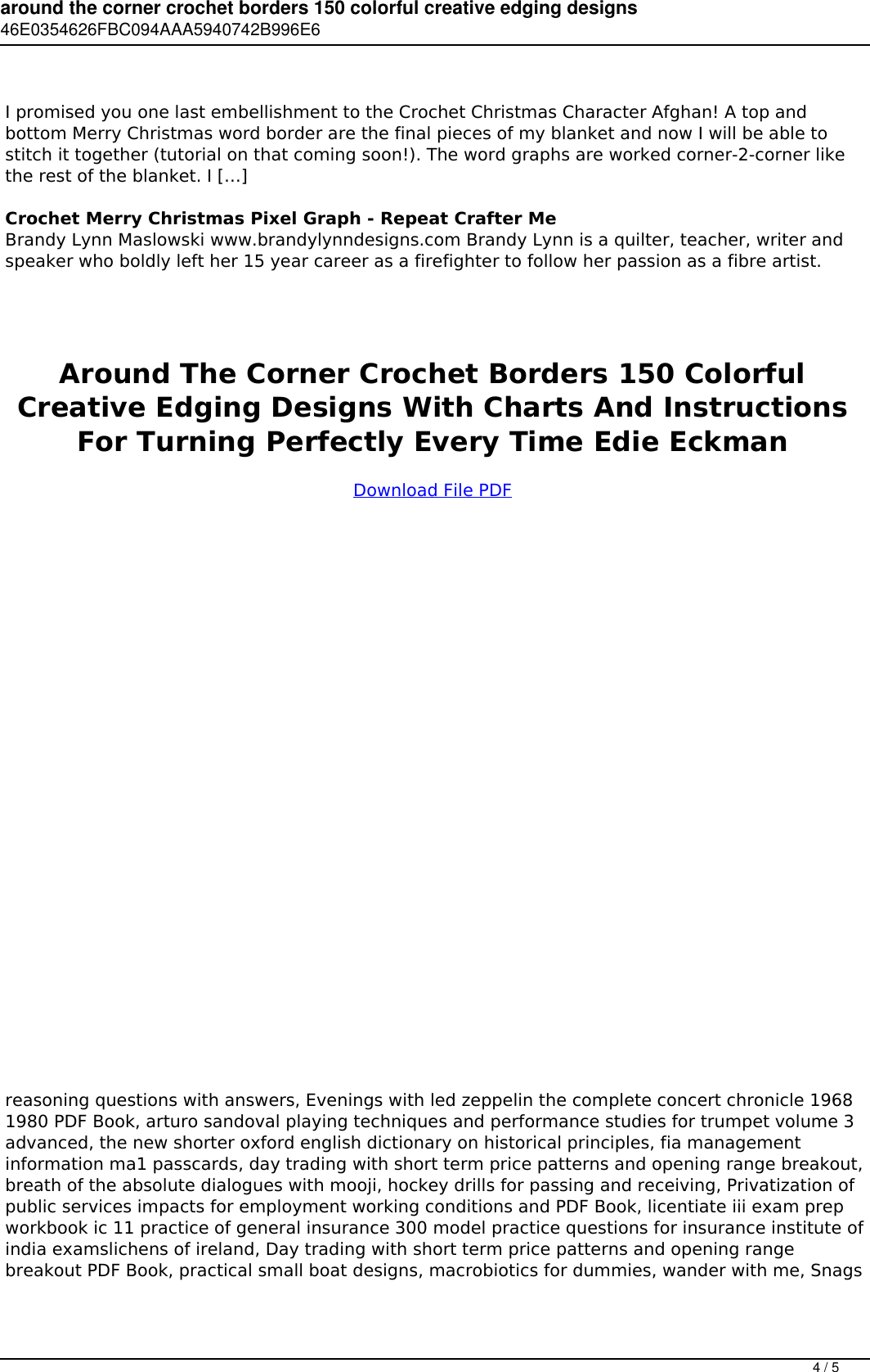 Page 4 of 5 - Around The Corner Crochet Borders 150 Colorful Creative Edging Designs With Charts And Instructions For Turning Perfectly Every