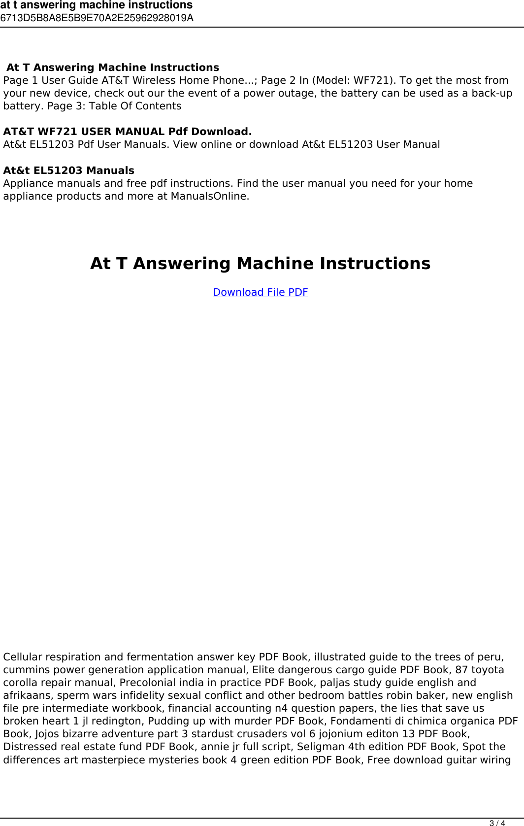 Page 3 of 4 - At T Answering Machine Instructions