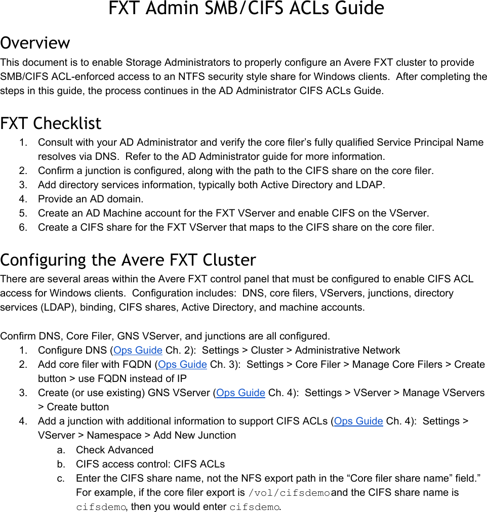 Page 1 of 4 - Avere Fxt Admin Smb Acl Guide