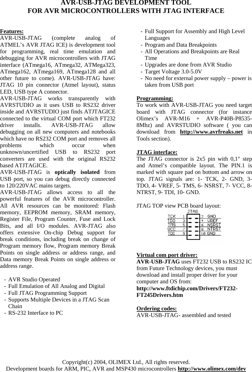 Page 1 of 1 - AVR-JTAG-USB Avr-usb-jtag