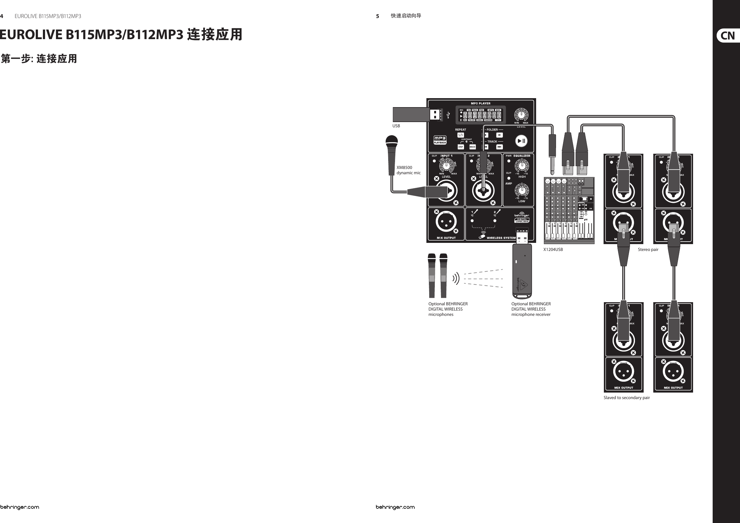 Page 3 of 7 - EUROLIVE B115MP3/B112MP3 Behringer B115MP3 Quick Start Guide (Chinese) P0aea Qsg Cn