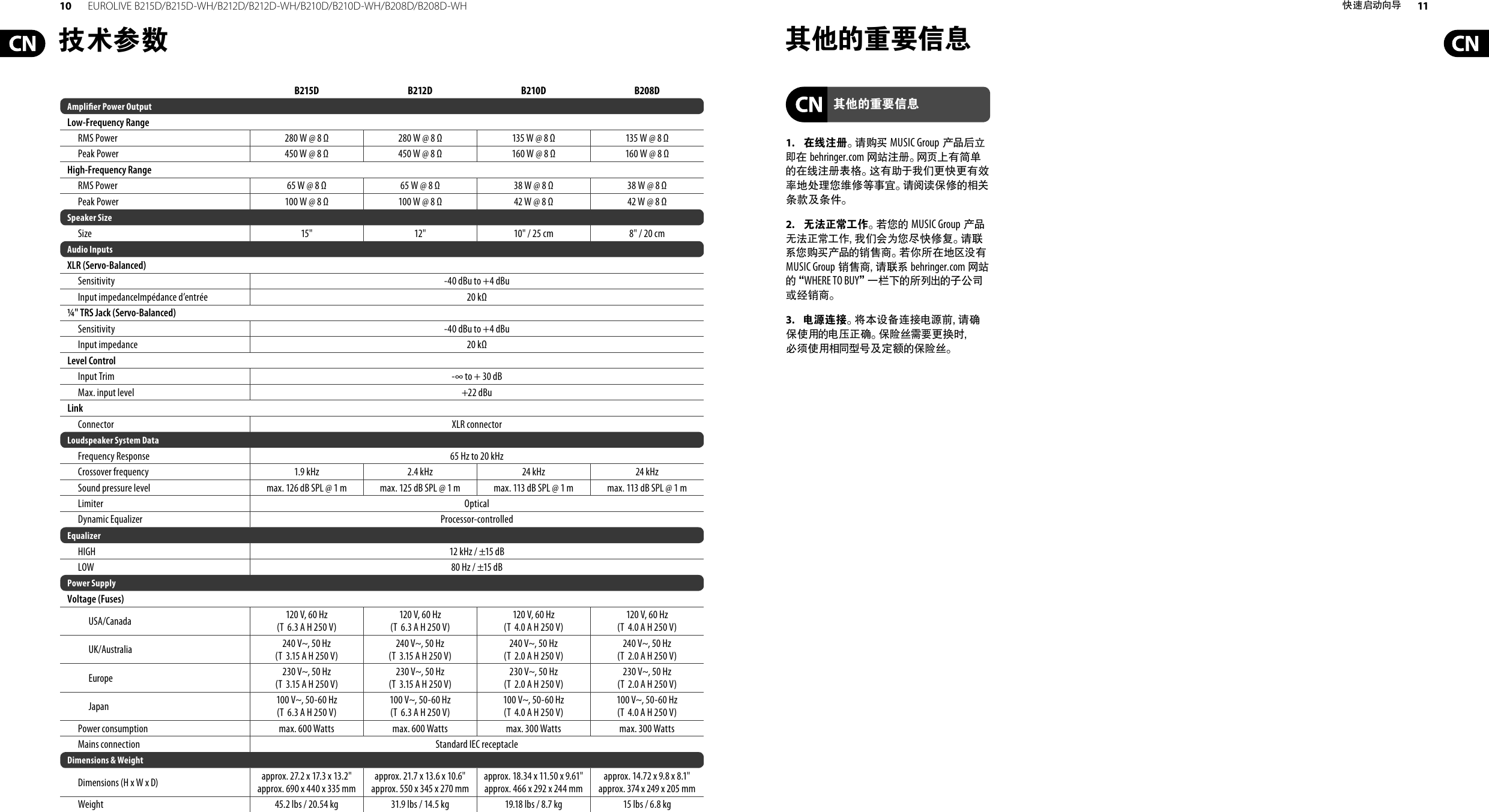 Page 6 of 7 - P0977 (B208D_B210D_B212D_B215D) Behringer B212D Quick Start Guide (Chinese) B208d B208d-wh B210d B210d-wh B212d-wh B215d B215d-wh Qsg Cn