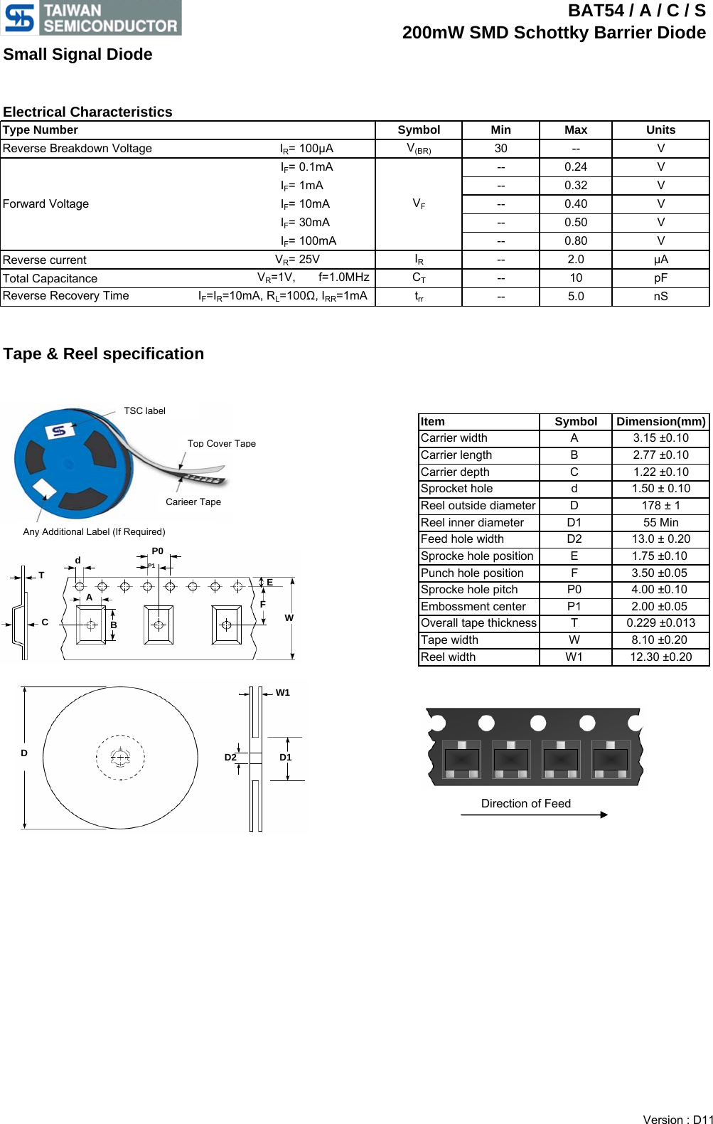 Page 2 of 4 - BAT54, BAT54A, BAT54C, BAT54S - Datasheet. Www.s-manuals.com. Bat54x Ts