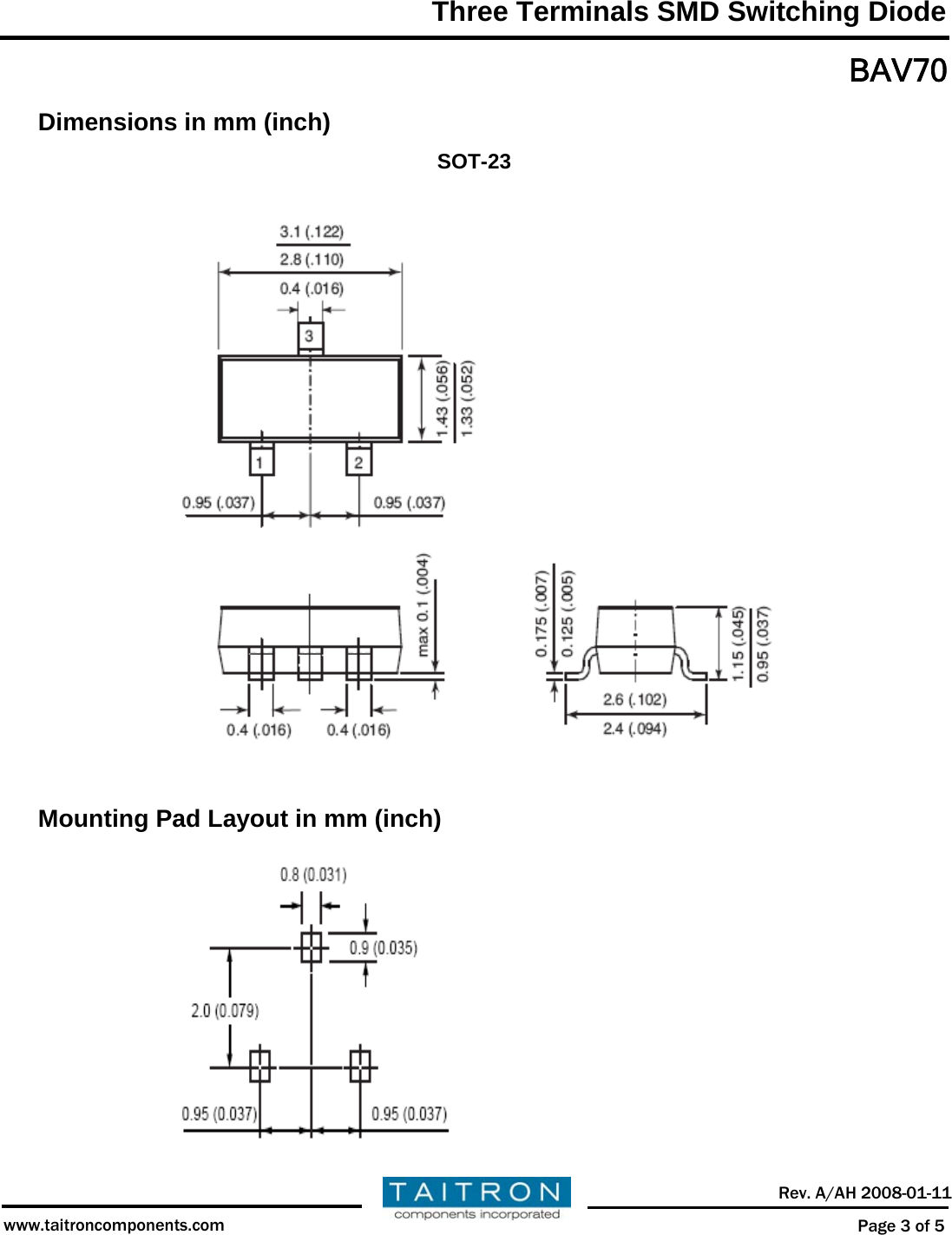 Page 3 of 6 - BAV70 - Datasheet. Www.s-manuals.com. Taitron
