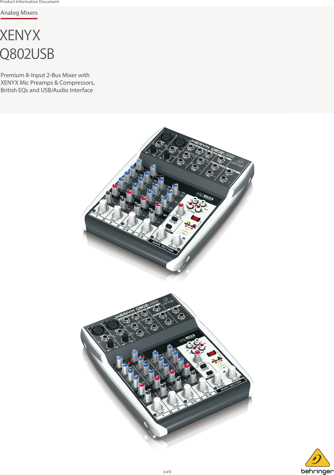 Page 6 of 8 - BEHRINGER_Q802USB P0ALM_Product Information  Behringer Q802USB Product P0alm