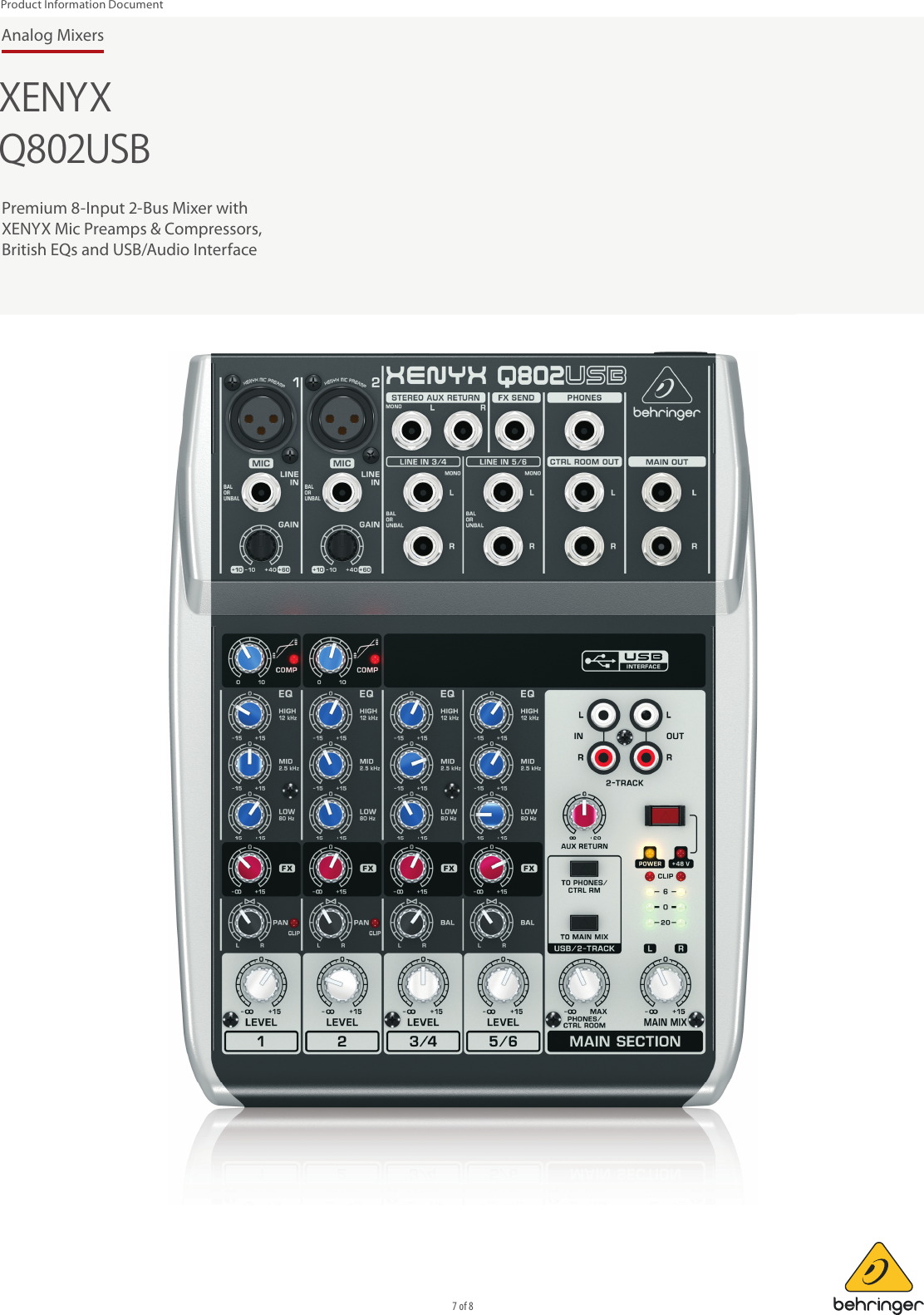 Page 7 of 8 - BEHRINGER_Q802USB P0ALM_Product Information  Behringer Q802USB Product P0alm