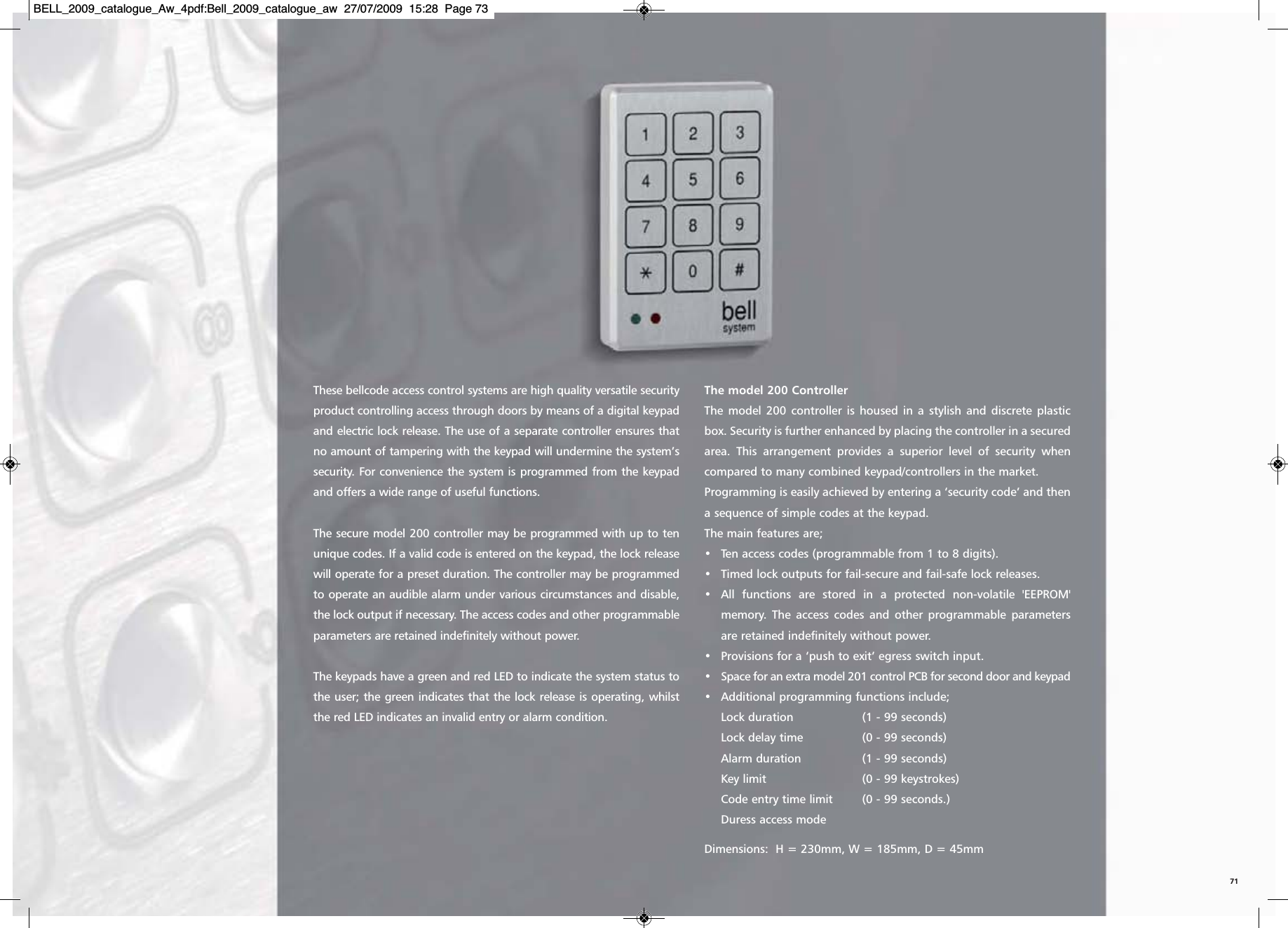 Page 2 of 4 - BELL_2009_catalogue_Aw_4pdf Bellcode Coded Access