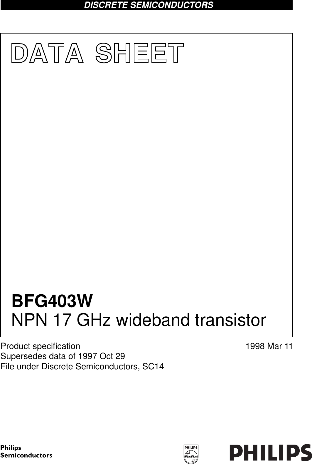 Page 1 of 12 - NPN 17 GHz Wideband Transistor Bfg403w Philips