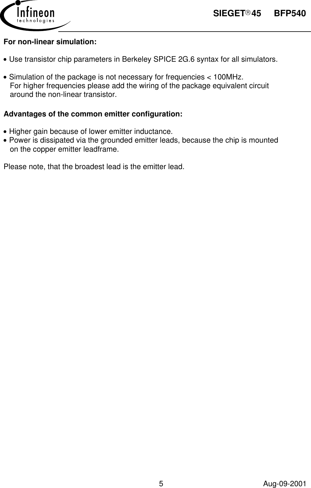 Page 5 of 9 - BFP540 - Datasheet. Www.s-manuals.com. Infineon