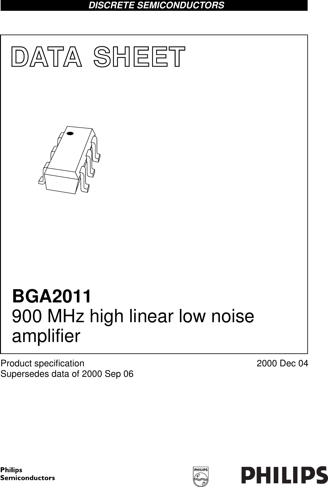 Page 1 of 12 - BGA2011 900 MHz High Linear Low Noise. Amplifier Philips