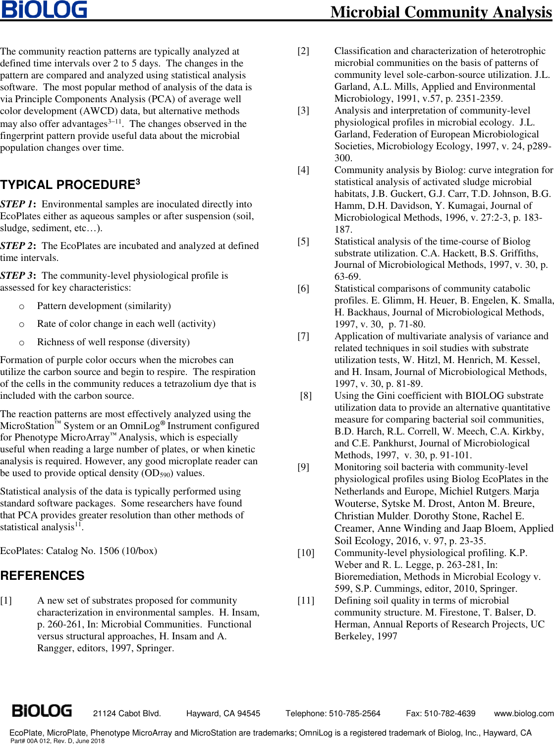 Page 2 of 2 - EcoPlate™ Biolog Ecoplate Instructions