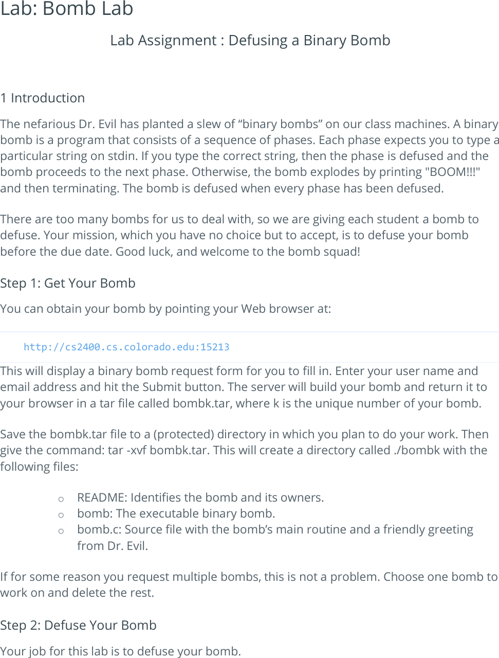 Bomblab Instructions