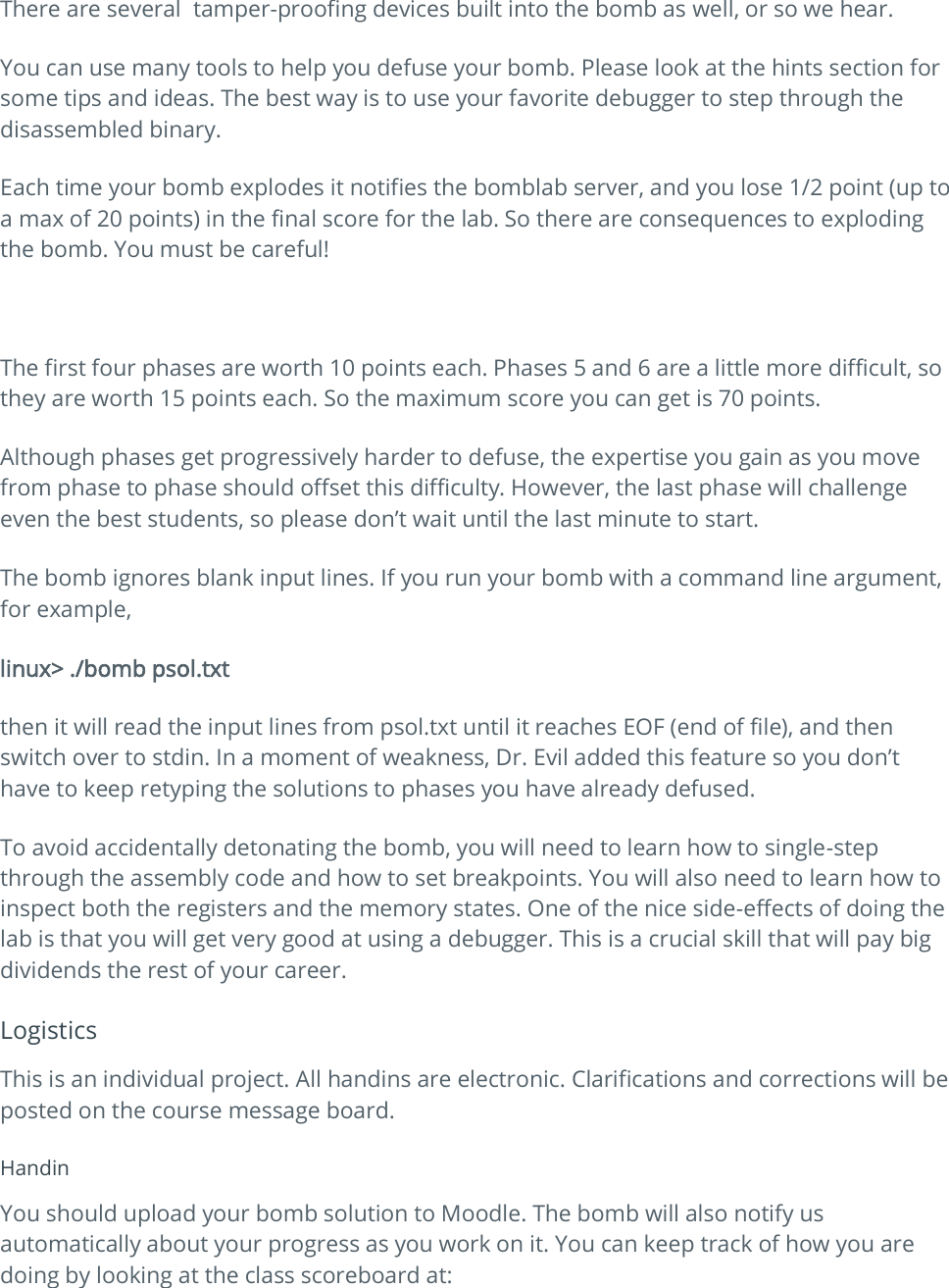 Bomblab Instructions