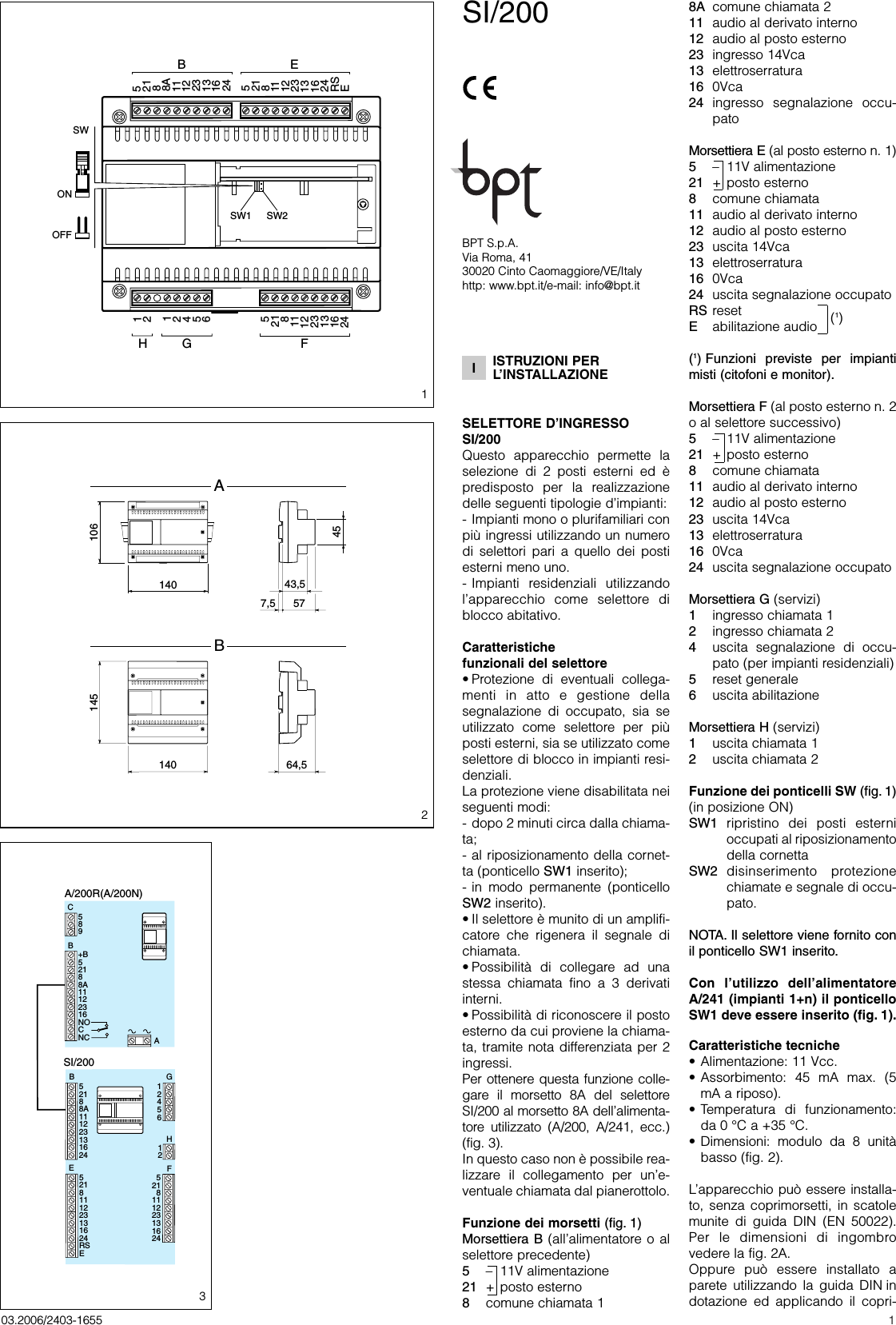 Page 1 of 12 - Bpt_si200 24031655 03_06 Bpt Si200 03 06