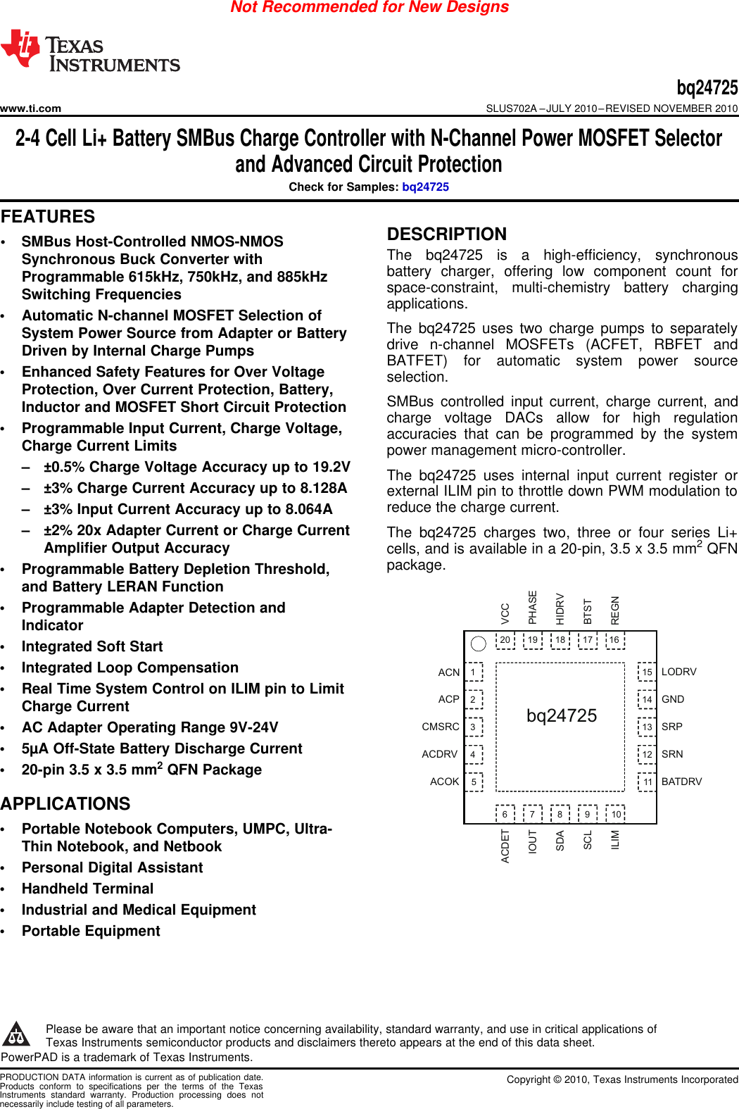 Bq24725 Datasheet. Www.s manuals.com. Ra Ti