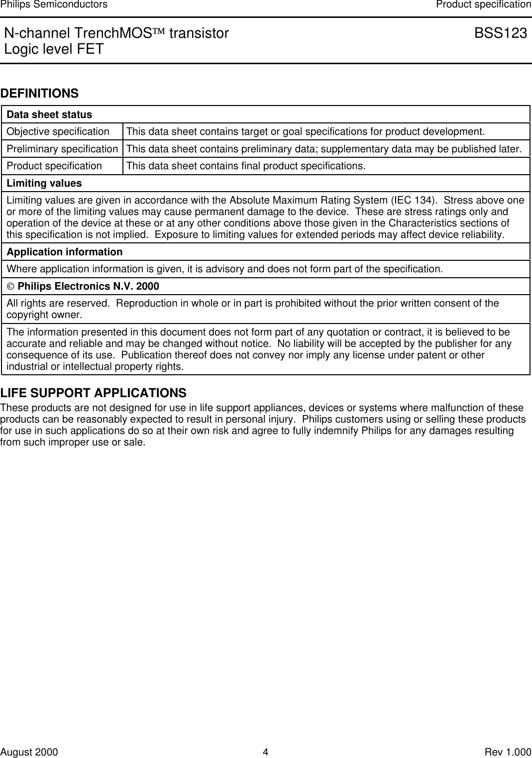 Page 4 of 5 - BSS123 - Datasheet. Www.s-manuals.com. Philips