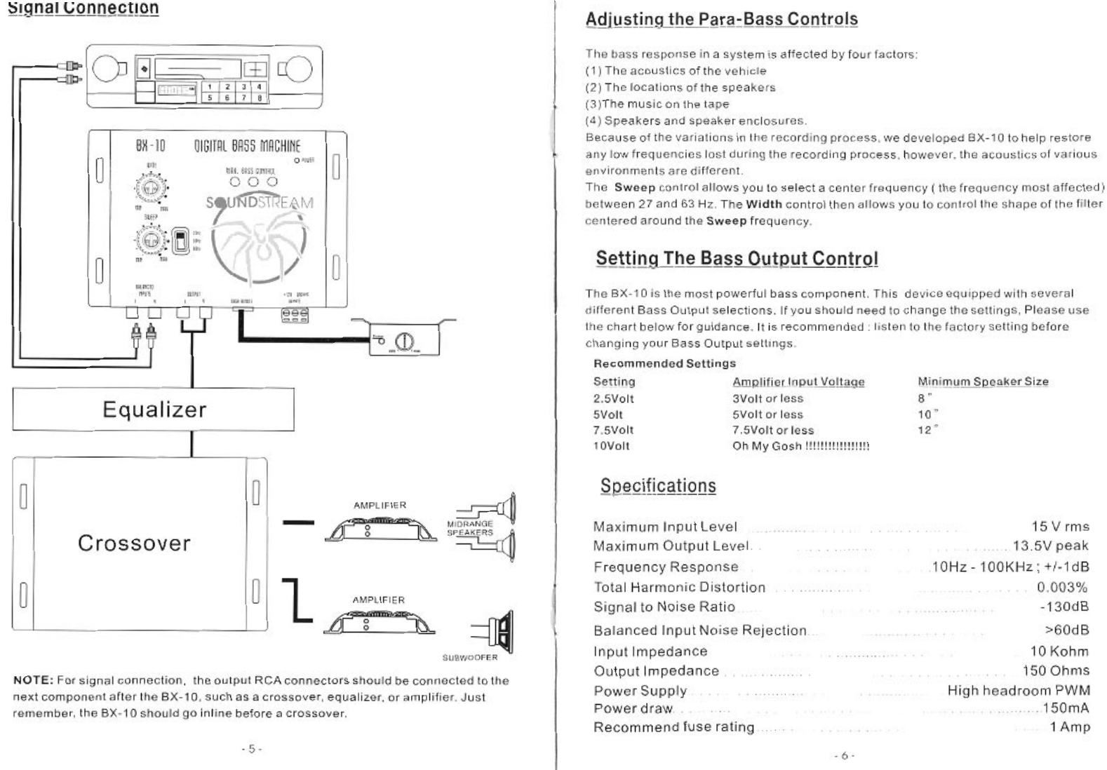 Soundstream BX10 Processor Manual