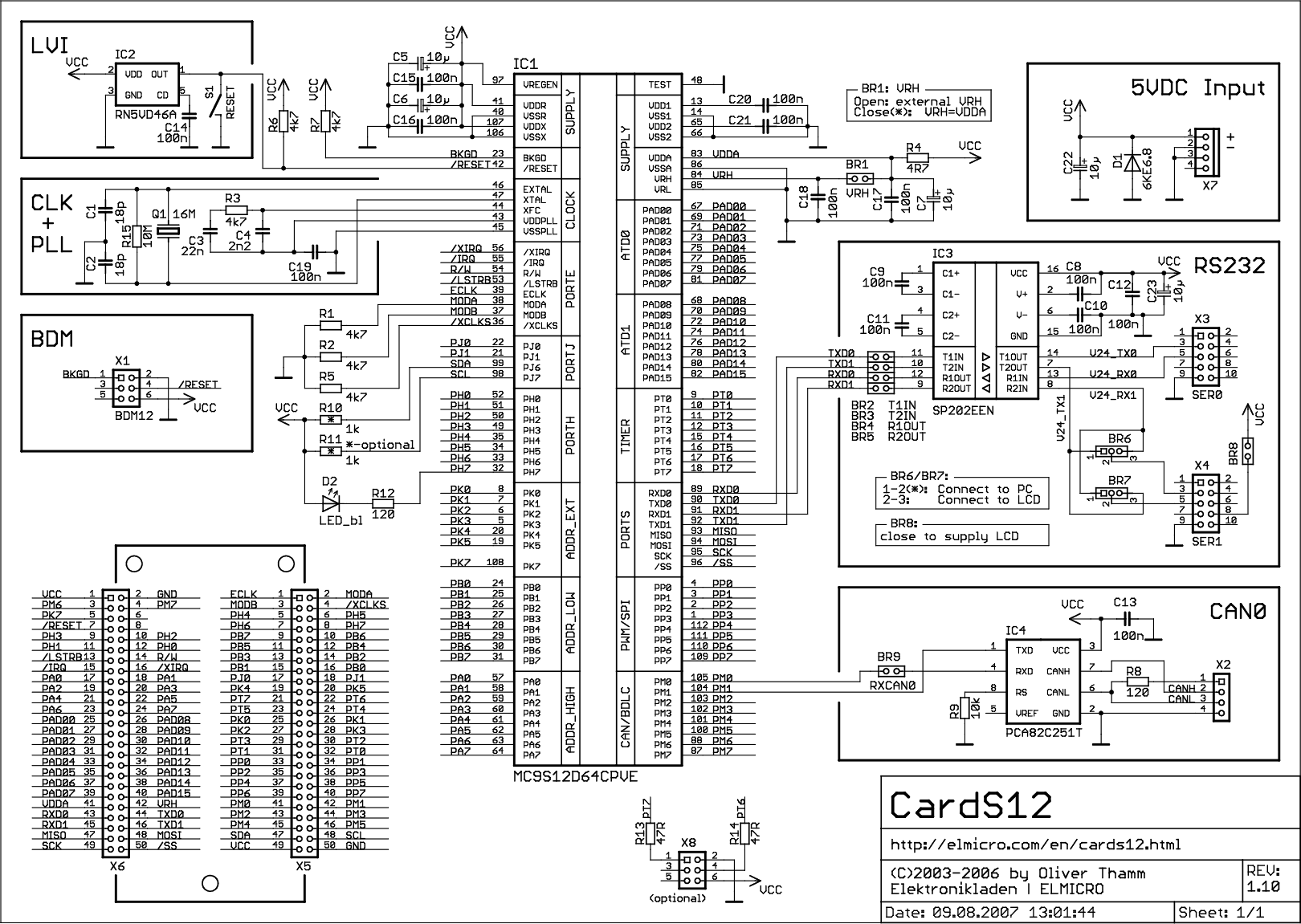 CardS12 V1.10 Schematic Diagram Cards12v110 Schema