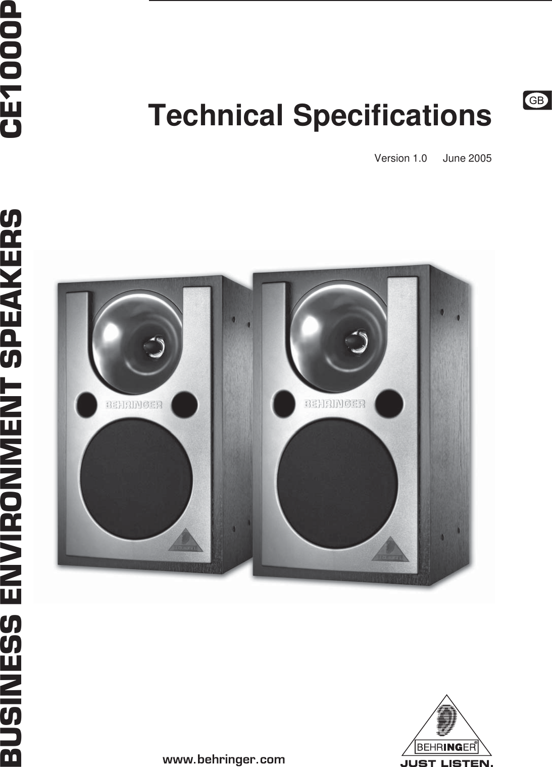 Page 1 of 3 - CE1000P_Specs_Rev_A.PMD Behringer CE1000P Specification Sheet P0388 S En