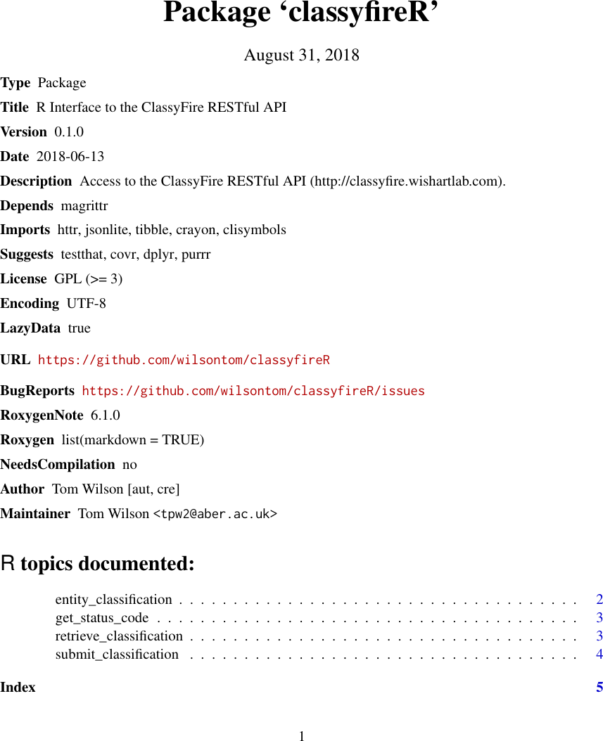Page 1 of 5 - Classyfire R-manual