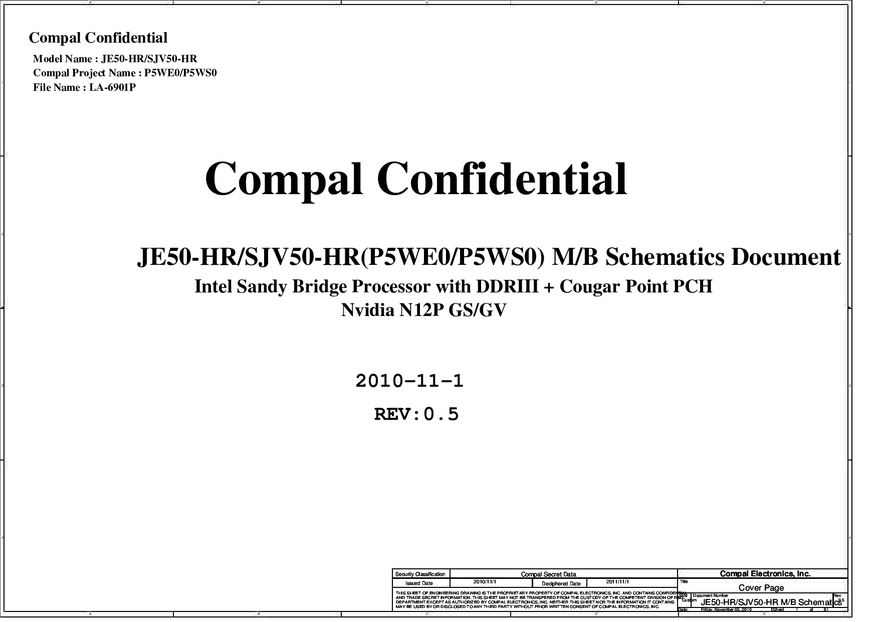 Compal LA 6901P Schematics. Www.s manuals.com. R0.5 Schematics