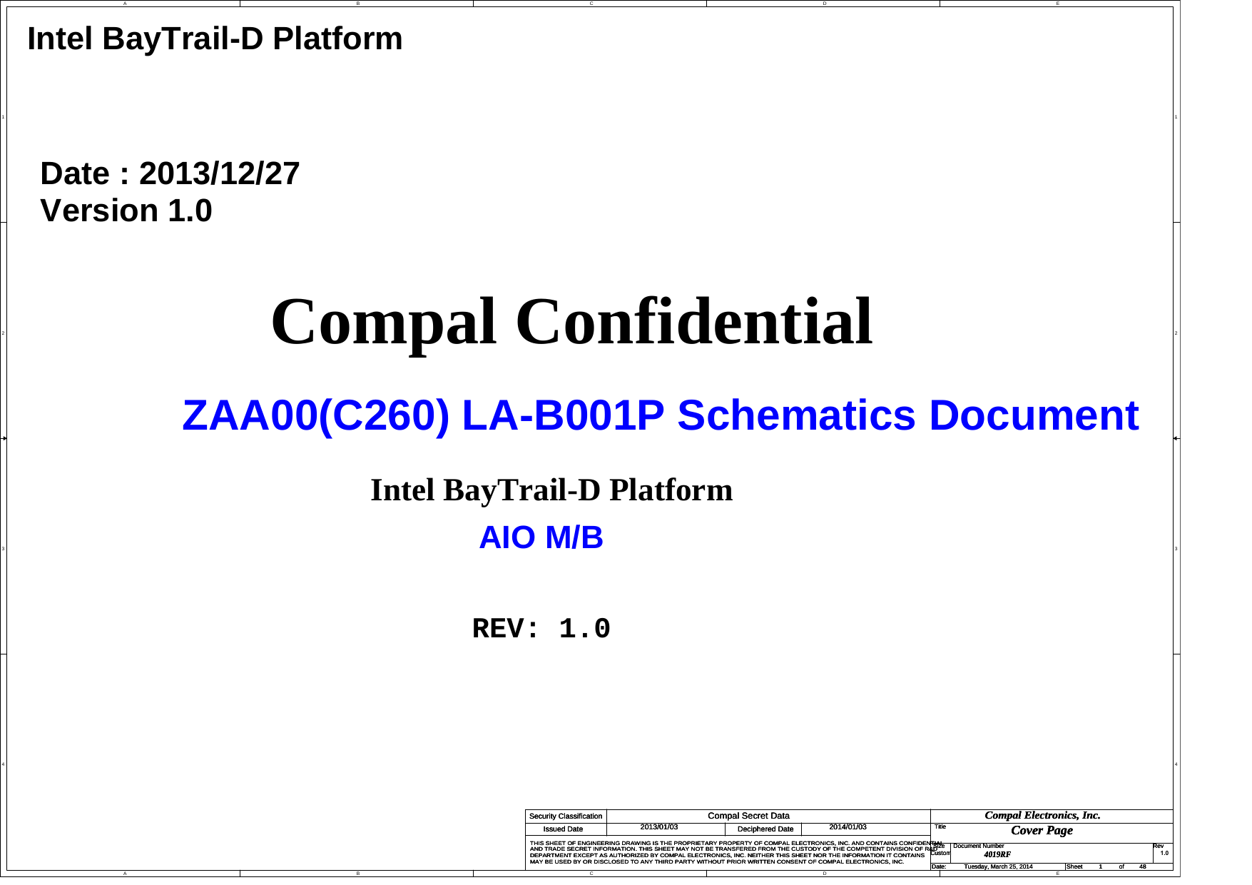 Compal LA B001P Schematics. Www.s manuals.com. R1.0 Schematics