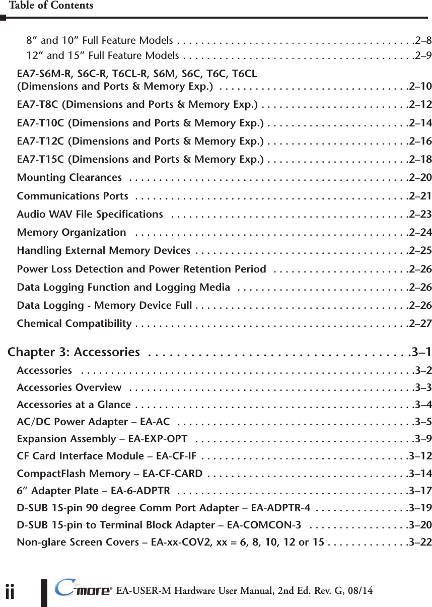Page 2 of 7 - C-more Hardware User Manual Table Of Contents