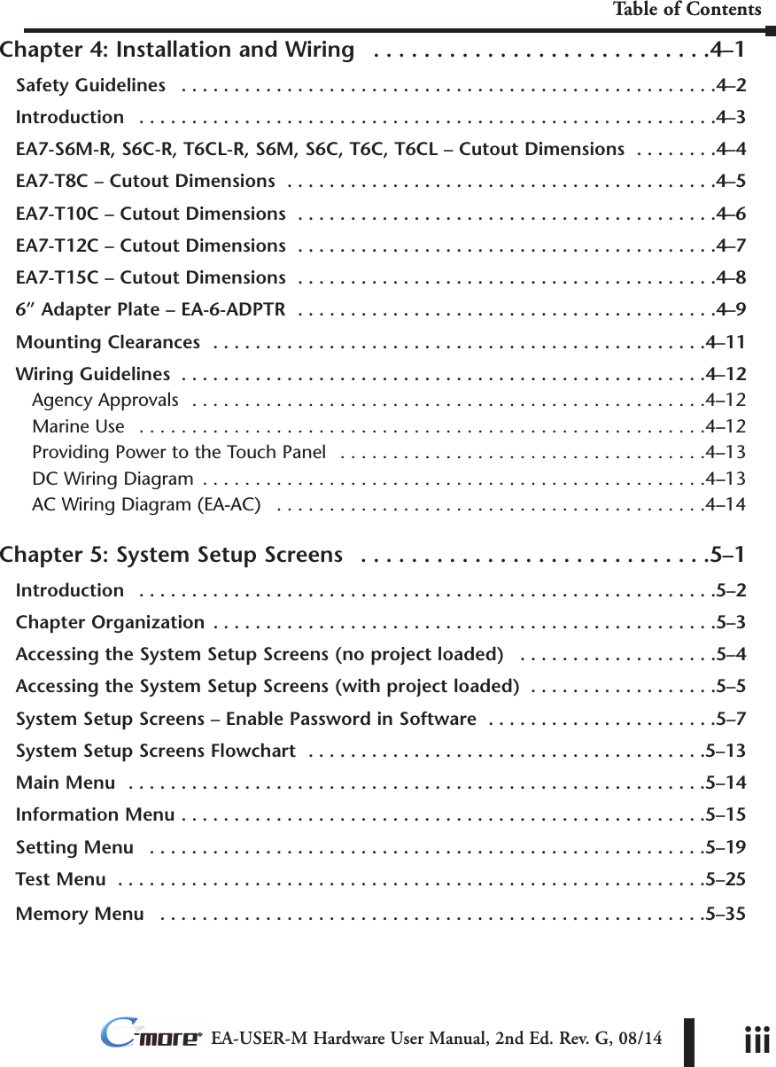 Page 3 of 7 - C-more Hardware User Manual Table Of Contents