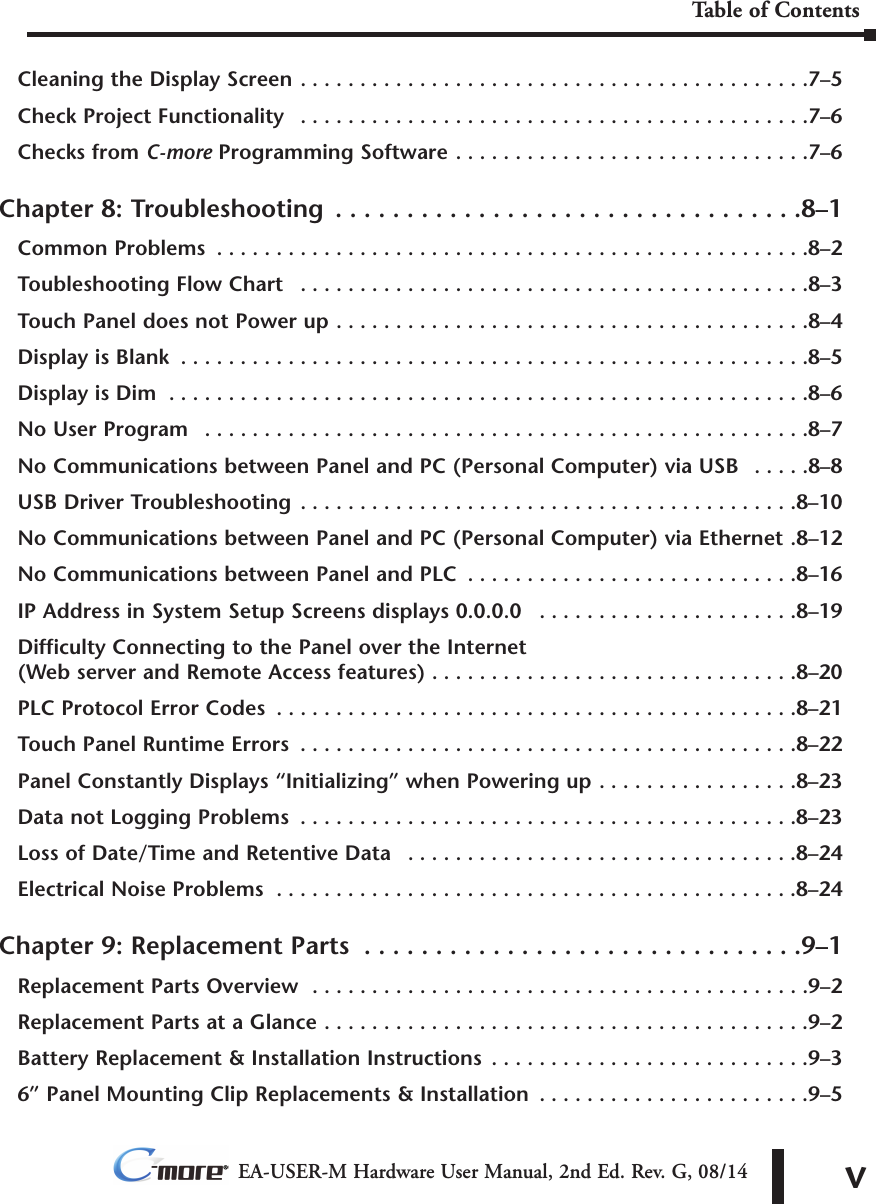 Page 5 of 7 - C-more Hardware User Manual Table Of Contents