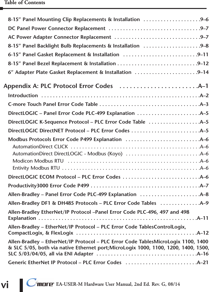 Page 6 of 7 - C-more Hardware User Manual Table Of Contents