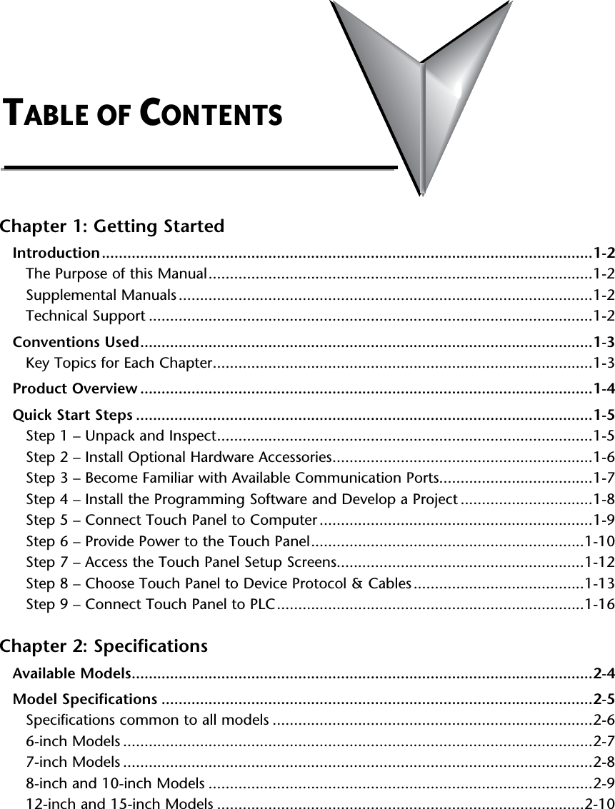 Page 1 of 8 - C-more Hardware User Manual Table Of Contents