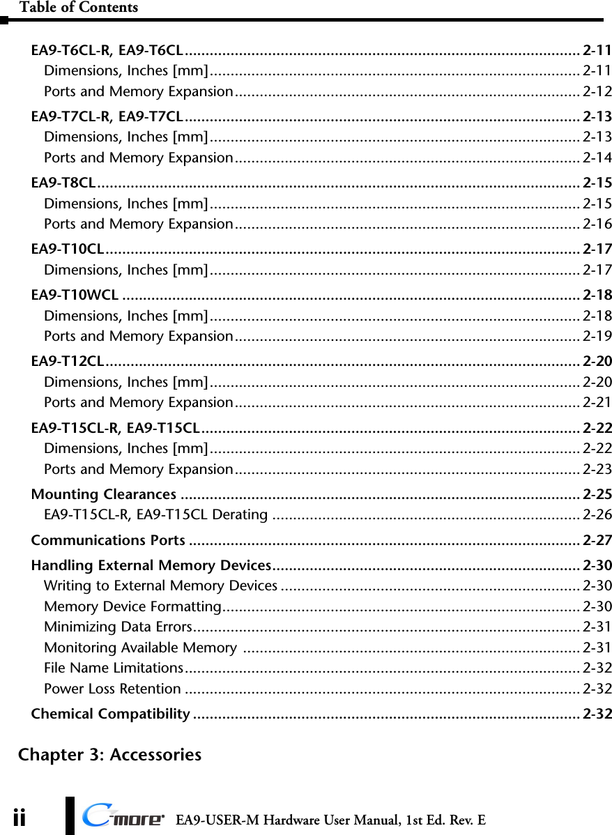 Page 2 of 8 - C-more Hardware User Manual Table Of Contents